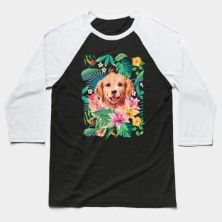 Tropical Golden Retriever Puppy 8 Baseball T-Shirt